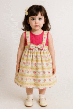 Girls frock 1 to 2 years pink and light cream color